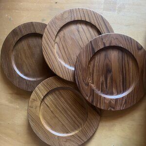 Set Of Four MCM Danewood Teak Chargers Made in Denmark Classic Organic